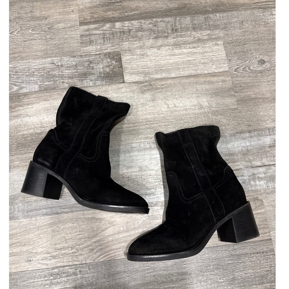 Steve Madden Romney Black Suede Block Heel Ankle Boots Size 7 NWT